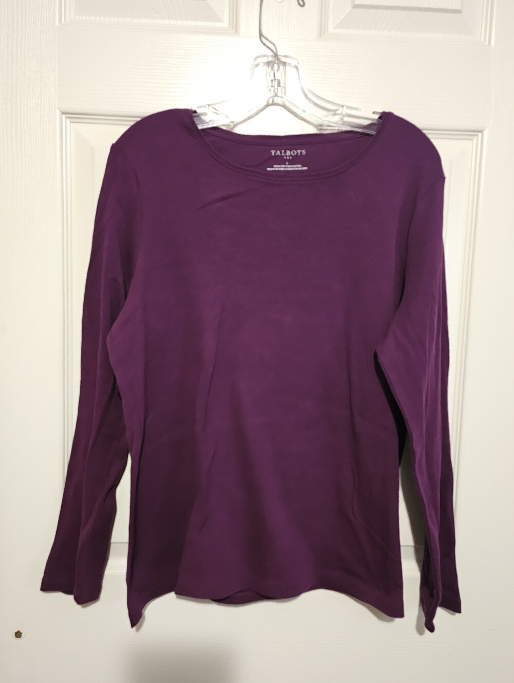 Talbots Plum Crew Neck Long Sleeve Tee Sz L